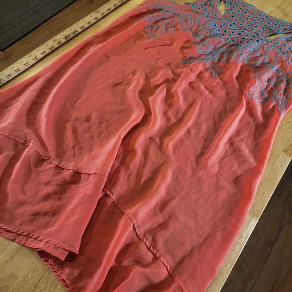 Pink Polyester Sleeveless Midi Dress Turquoise Detail 20" Pit 2 Pit - Picture 2 of 11